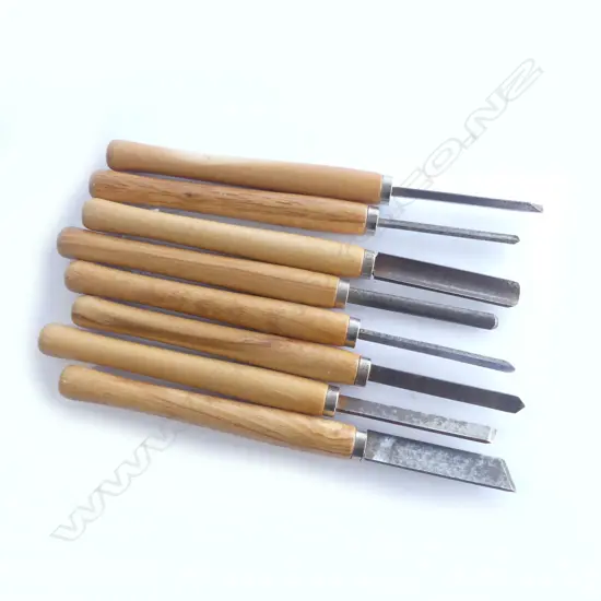 8 CHISELS, WOODEN HANDLES L.360mm