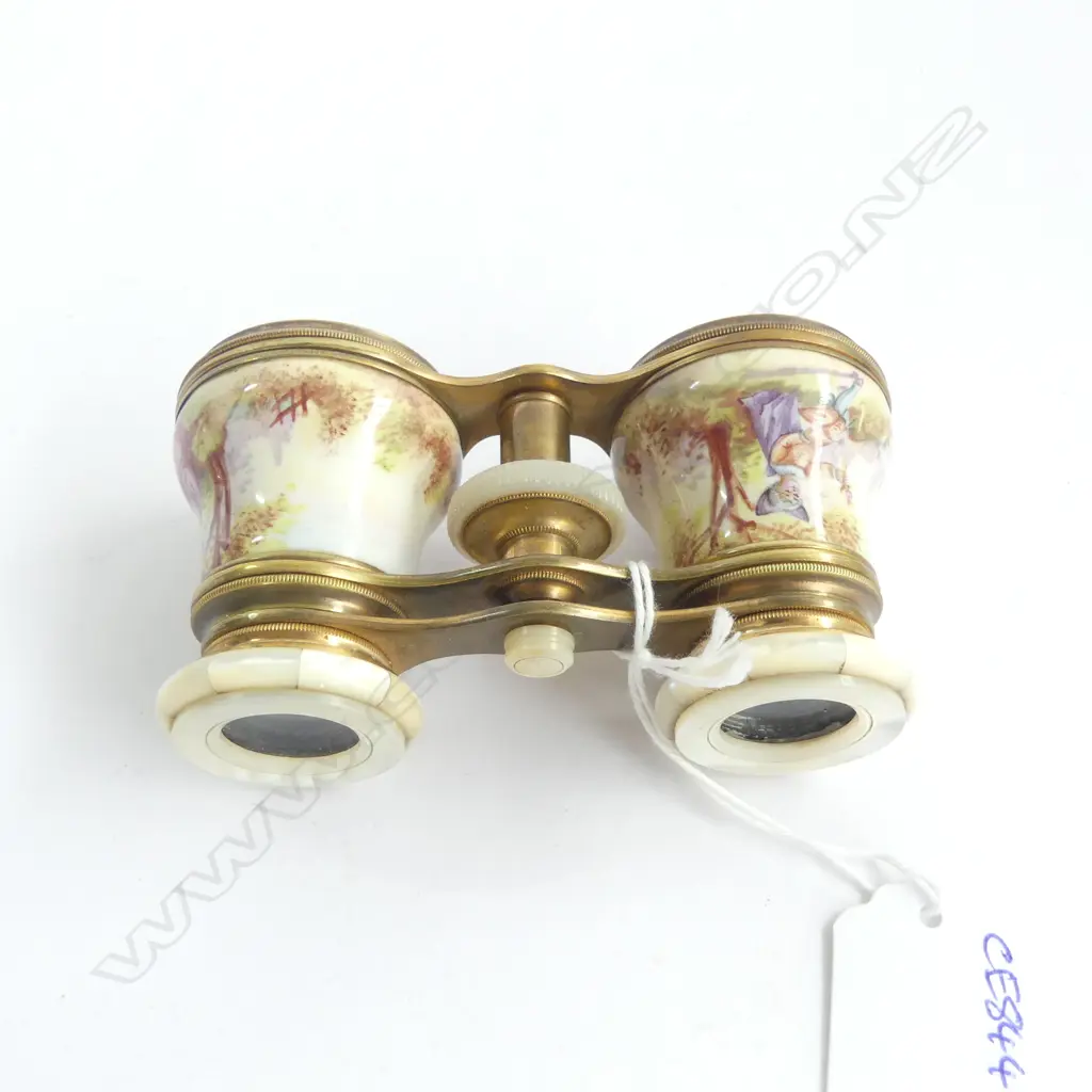 PR 19thC MOP & ENAMEL OPERA GLASSES Image 1++