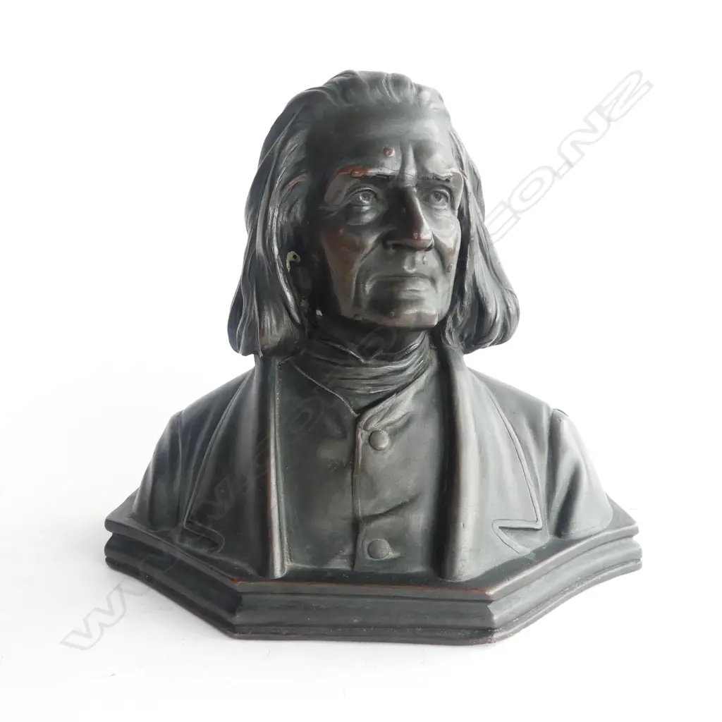 19thC GLAZED EARTHERNWARE BUST of COMPOSER FRANZ LISZT, 230 x 200mm Image 1++