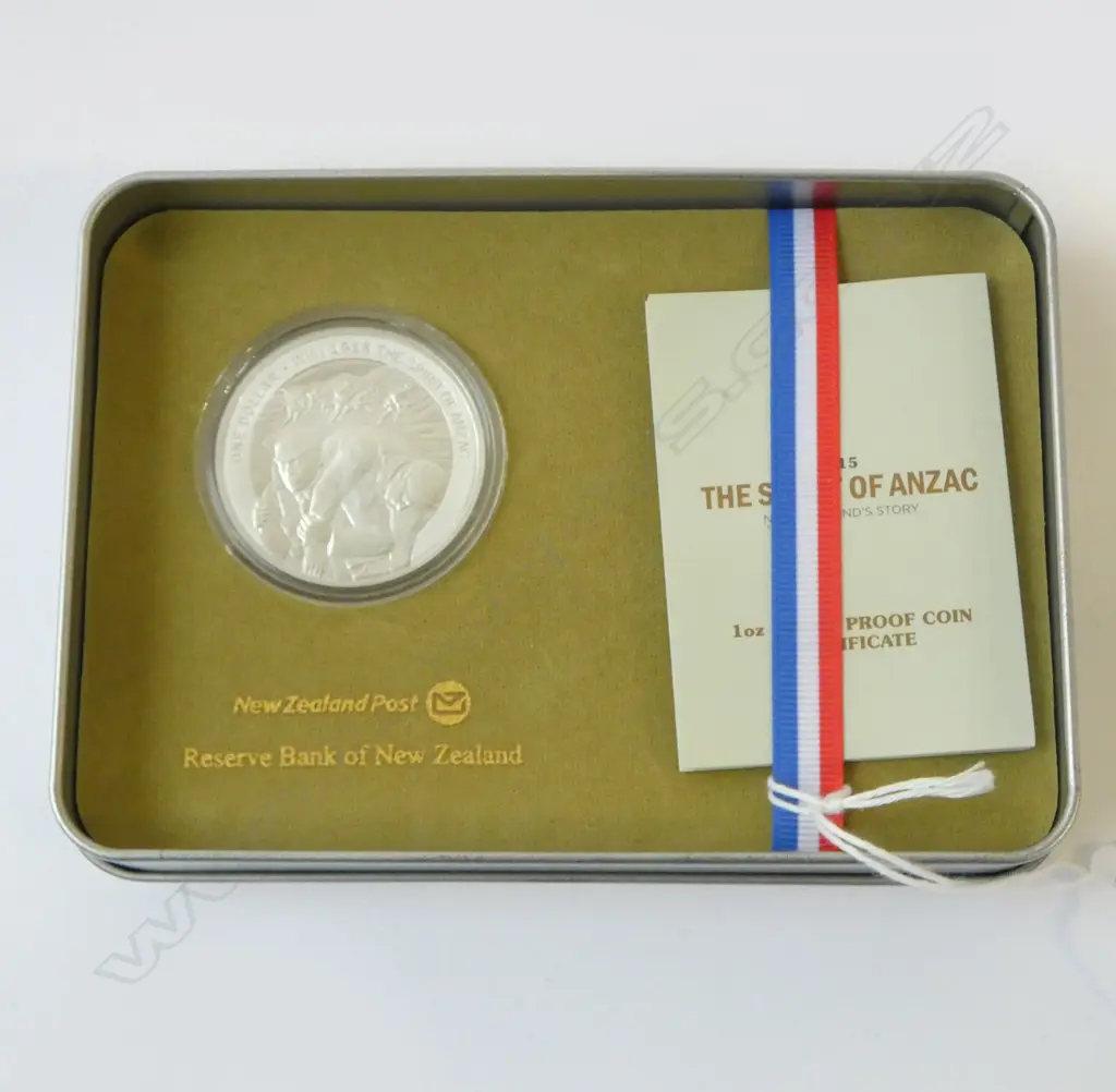 1oz SILVER PROOF COIN NZ POST 1915-2015 SPIRIT OF ANZAC + TIN Image 1++