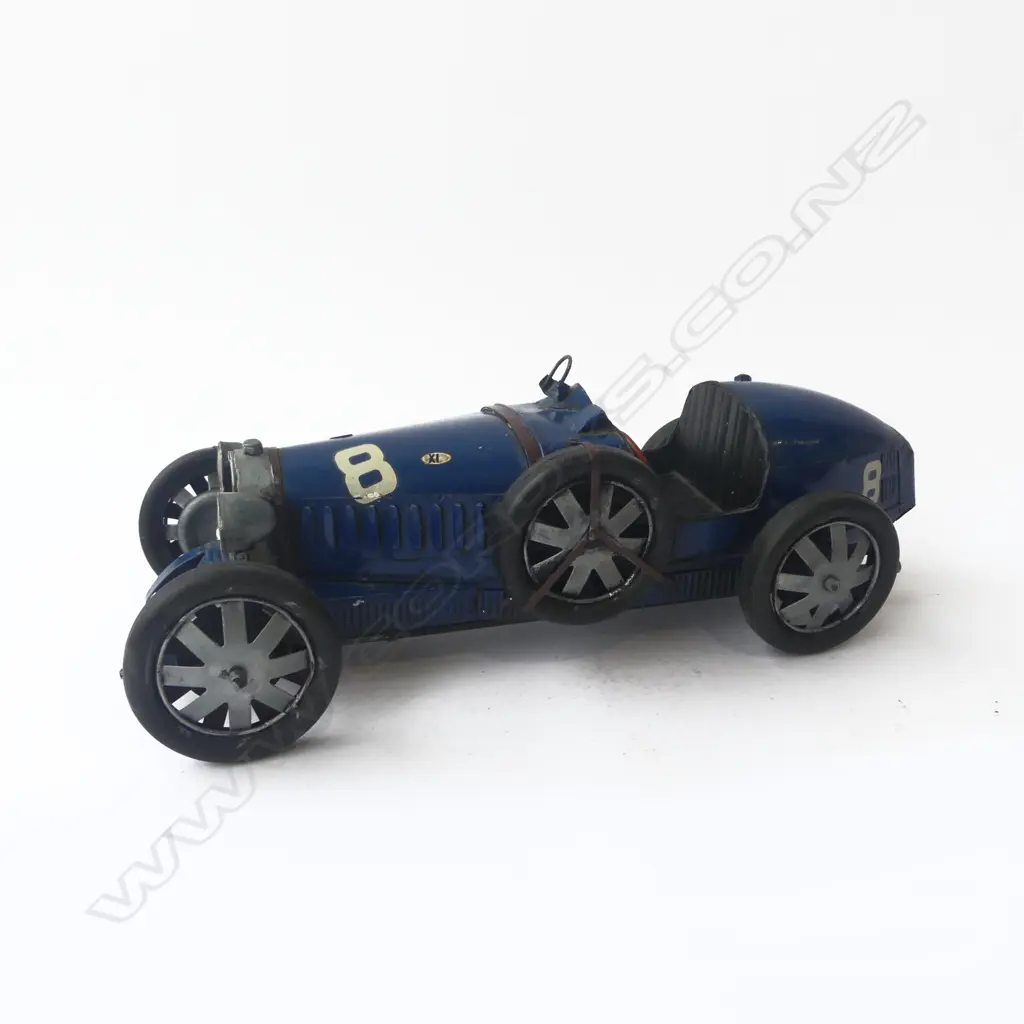 VINTAGE TIN BUGATI MODEL RACECAR '8' L.350mm Image 1++