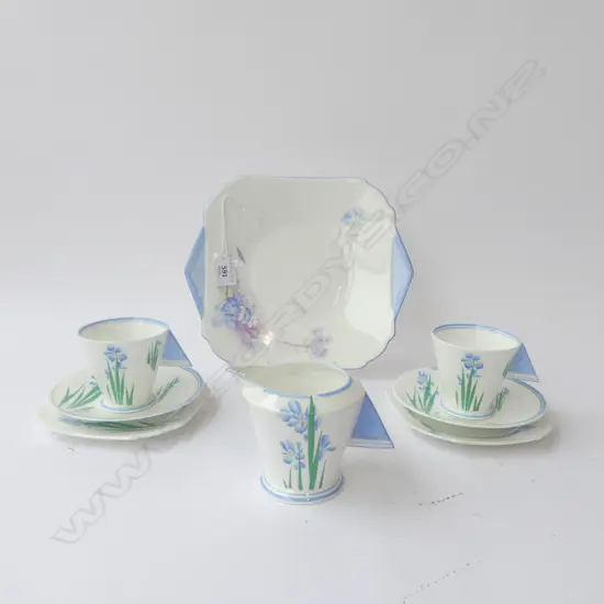 2 DECO SHELLEY MODE Cup Saucer & Plates + MATCHING JUG & DECO SHELLEY CAKE PLATE