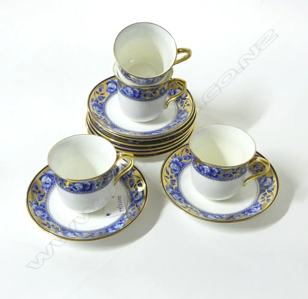 4 SHELLEY CHINA BLUE & GILT CSPS Image 1++