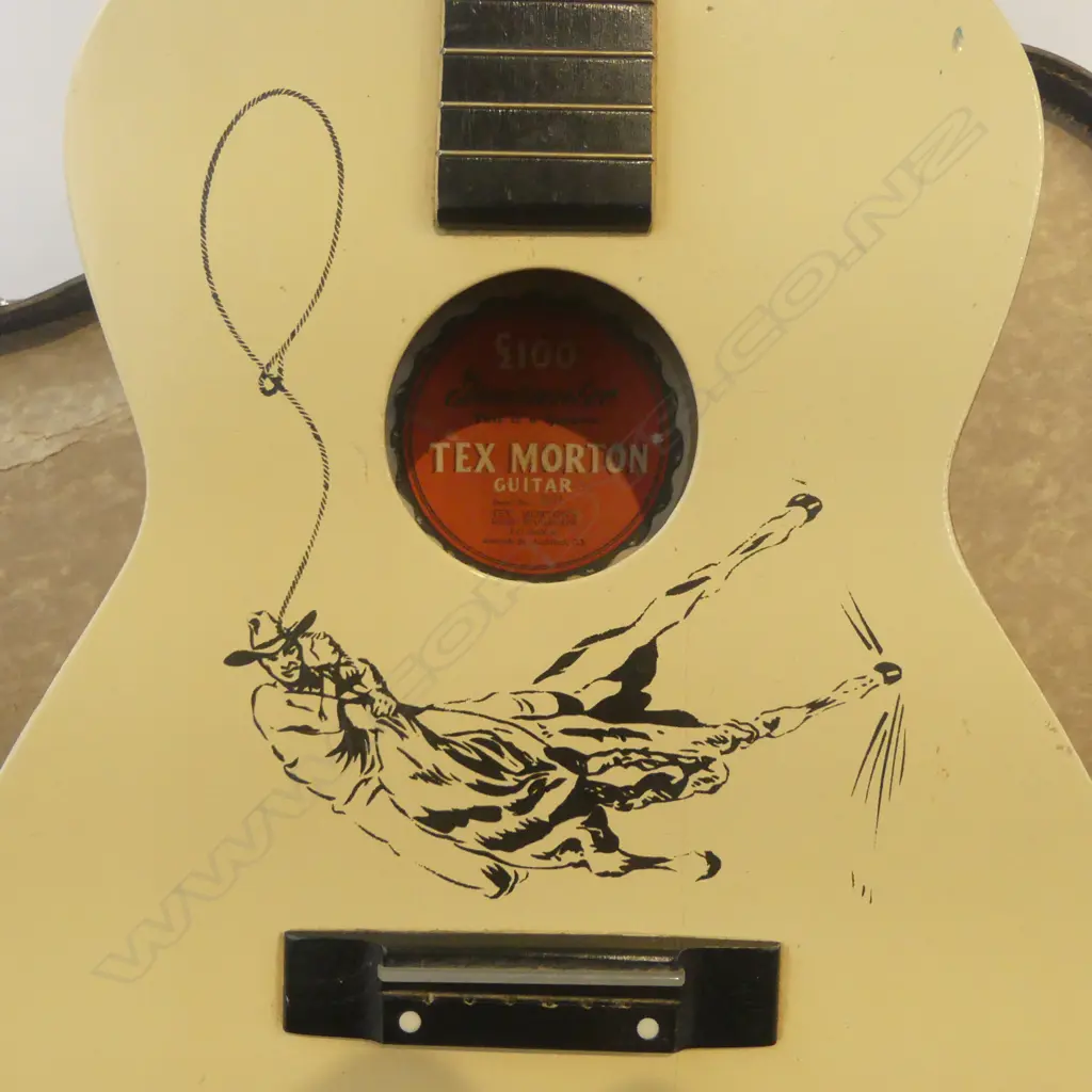 'TEX MORTON' ACOUSTIC GUITAR, NO STRINGS, CASED L.1000mm Image 1++