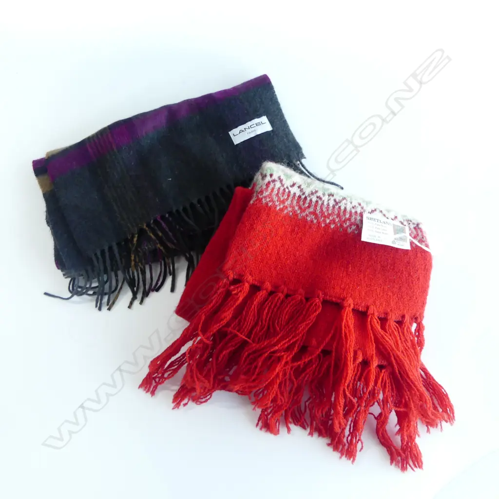 SHETLAND PURE WOOL SCARF & LANCEL PARIS WOOL SCARF  Image 1++