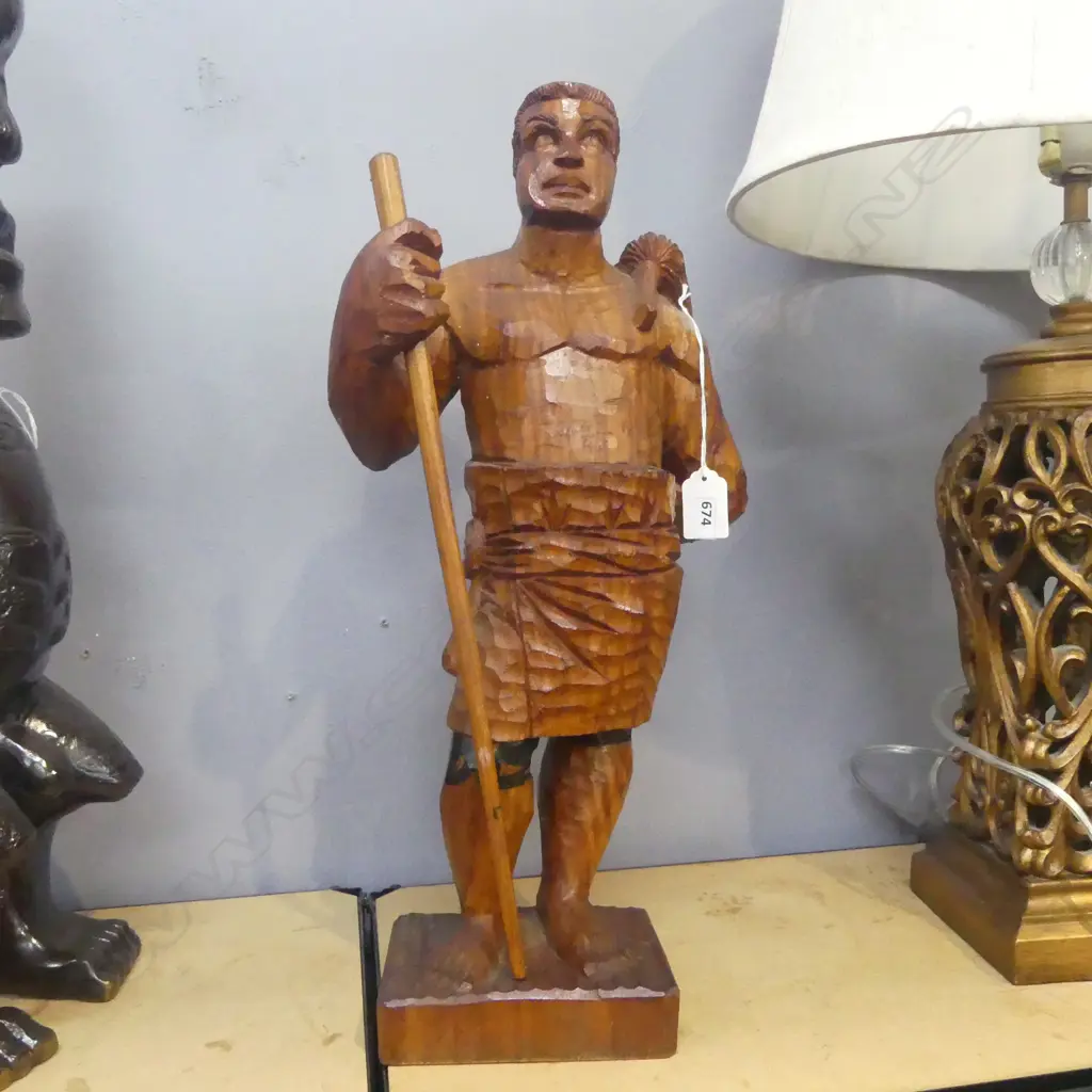A CARVED WOODEN FIGURE H.470mm Image 1++