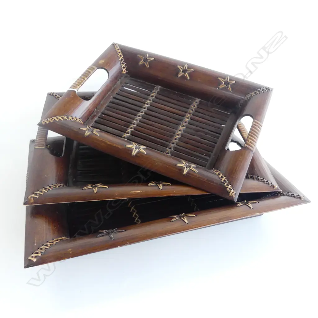 3 BAMBOO TRAYS 375x300mm Image 1++