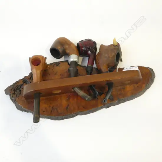 VINTAGE PIPE RACK W.310mm + 4 PIPES