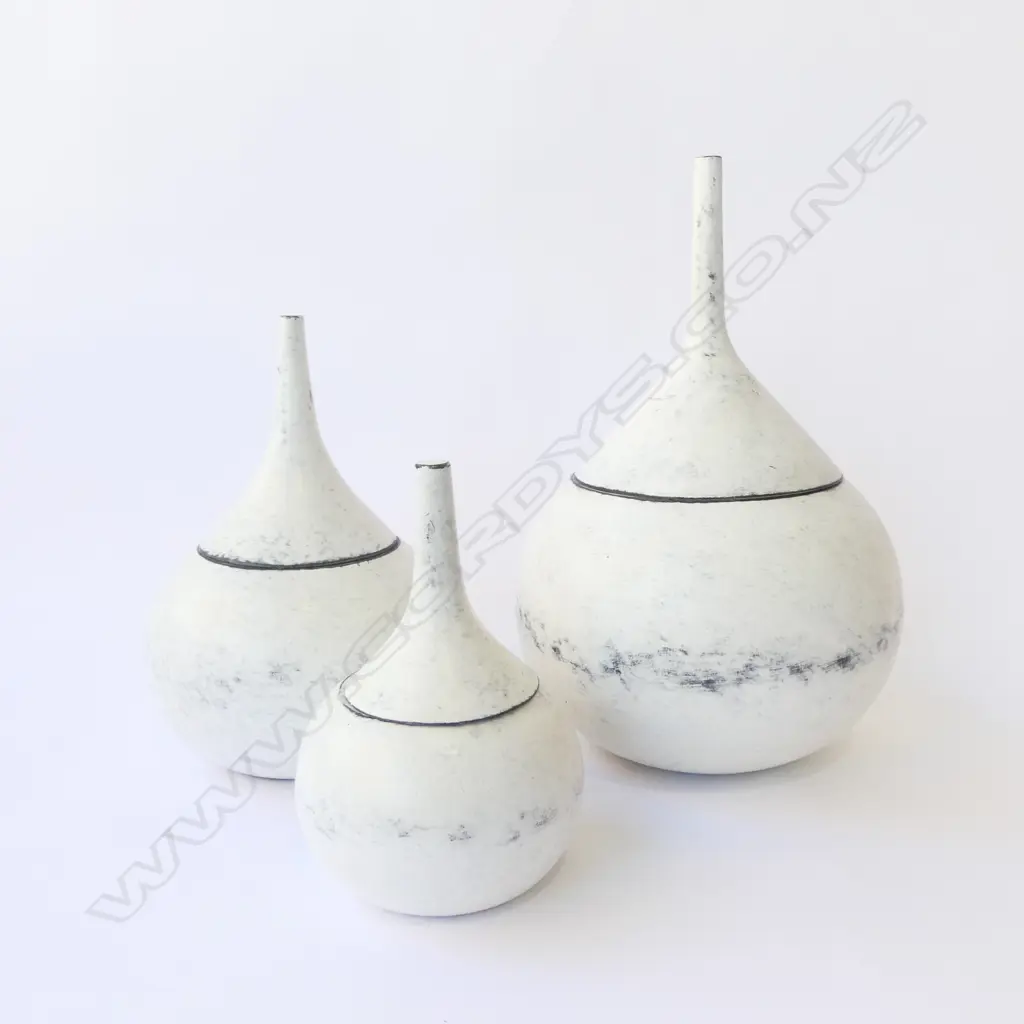 3 STYILISTIC POTTERY LIDDED JARS H400MM TALLEST Image 1++