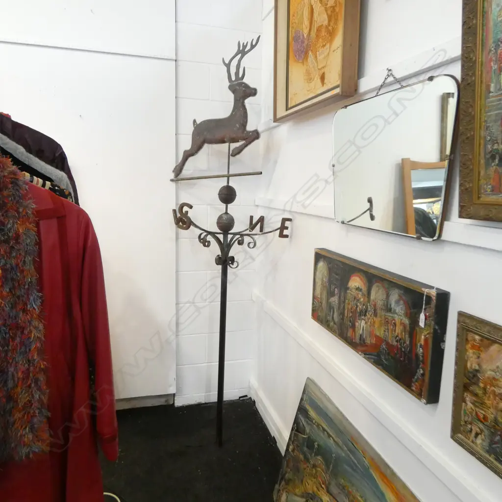 OLD WEATHER VANE w. STAG H.2240mm Image 1++