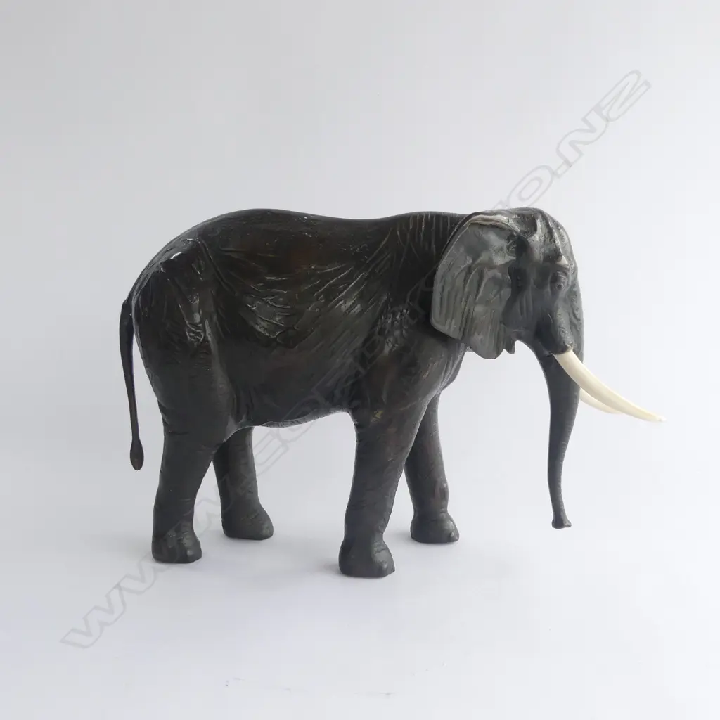 LARGE BRASS or BRONZE ELEPHANT with ivory tusks L.360mm. H.250mm Image 1++