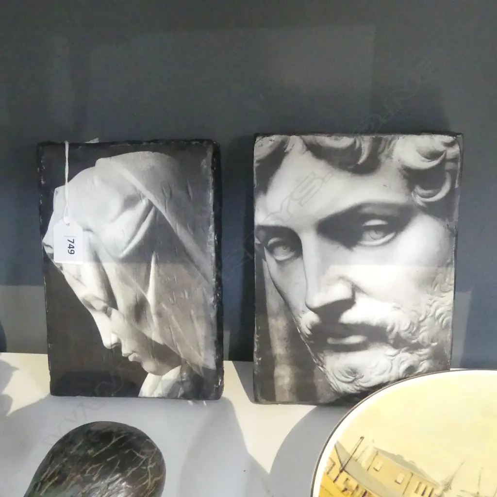 PR B/W PRINTS ON WOODEN BLOCKS; MADONNA, HEAD OF CHRIST 210x150mm Image 1++
