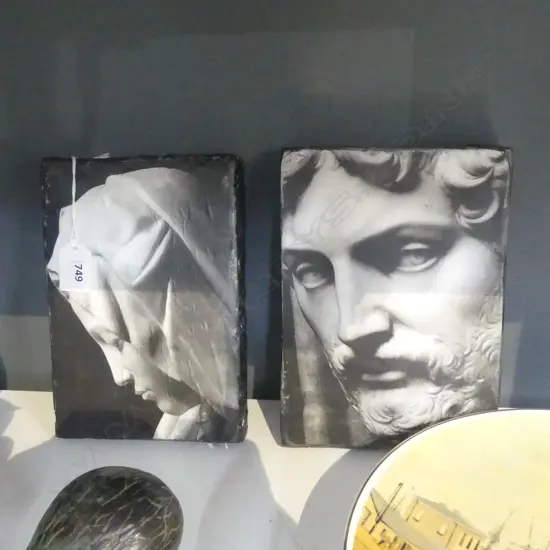 PR B/W PRINTS ON WOODEN BLOCKS; MADONNA, HEAD OF CHRIST 210x150mm