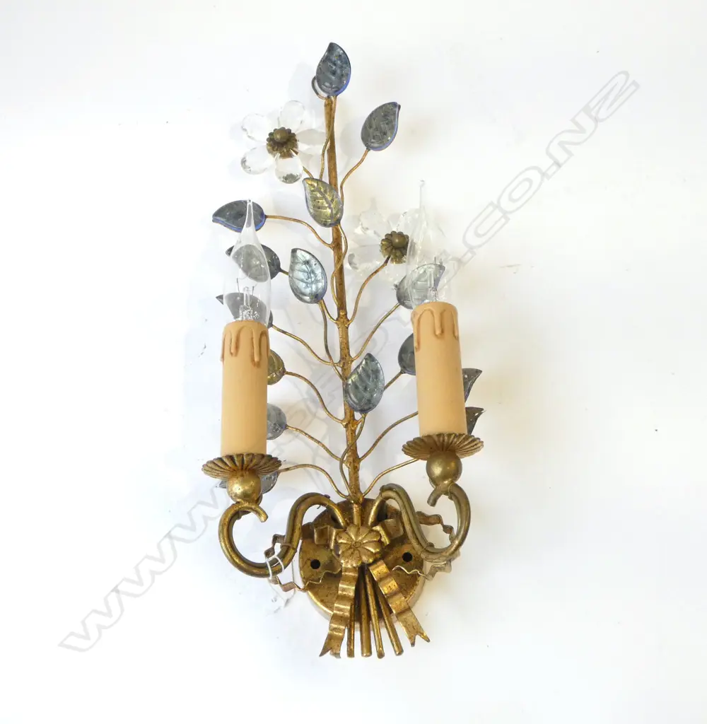 c1950 ITALIAN DECORATIVE GLASS & GILT SCONCE H.410mm Image 1++