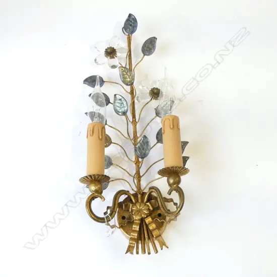 c1950 ITALIAN DECORATIVE GLASS & GILT SCONCE H.410mm