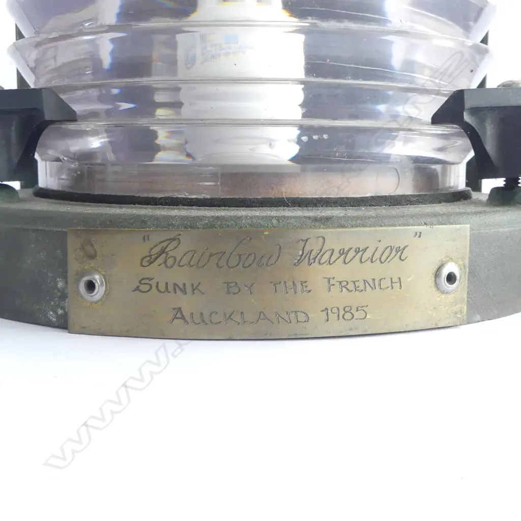 PERKO MASTHEAD LANTERN H.230mm w. RAINBOW WARRIOR PLAQUE Image 1++