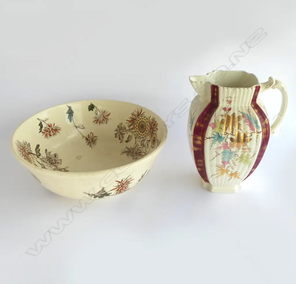 EDWARDIAN  MISS MATCHED WATER JUG & BASIN H310MM Image 1++