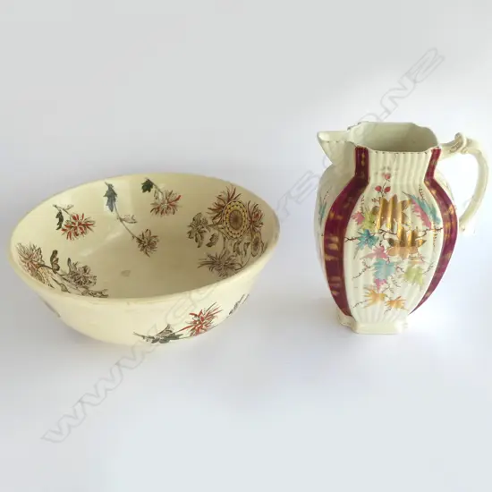 EDWARDIAN  MISS MATCHED WATER JUG & BASIN H310MM