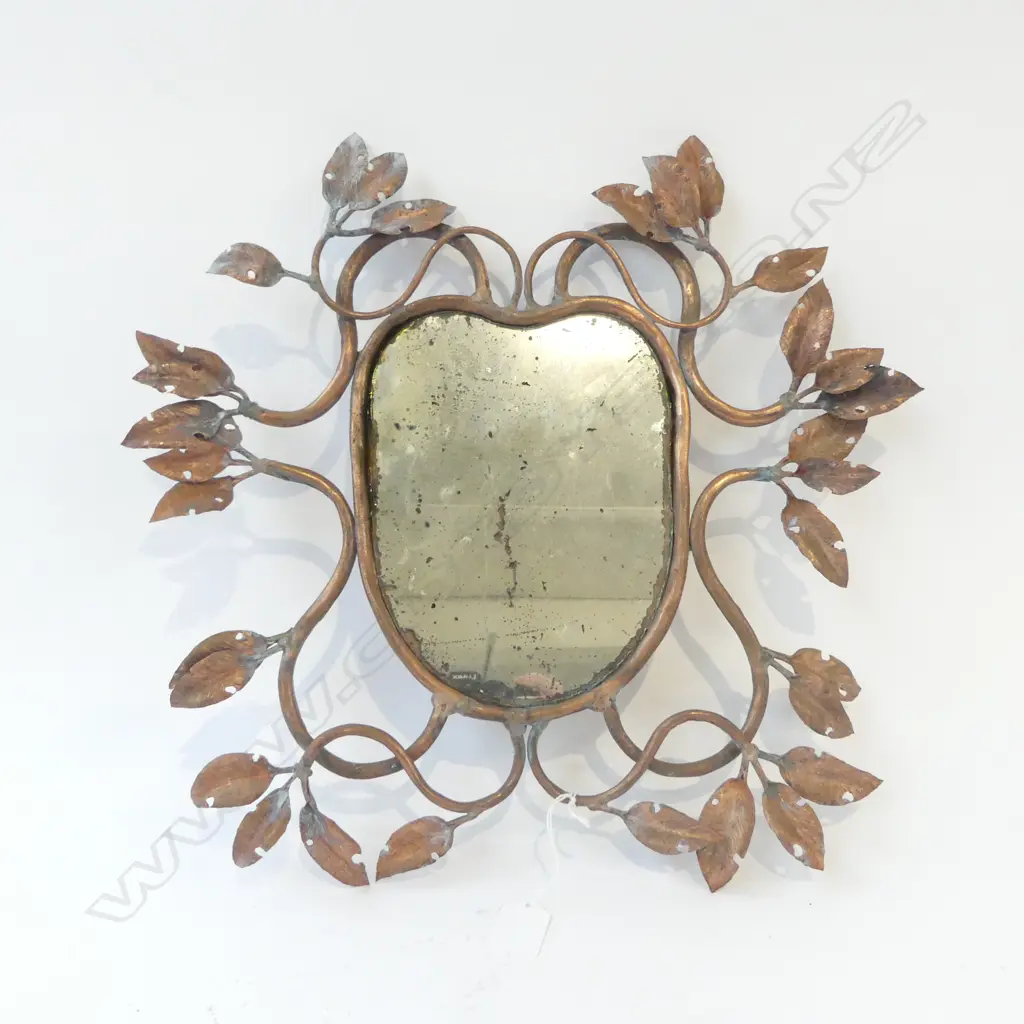 VINTAGE MIRROR WITH HAND MADE COPPER FRAME 400mm x 400mm Image 1++