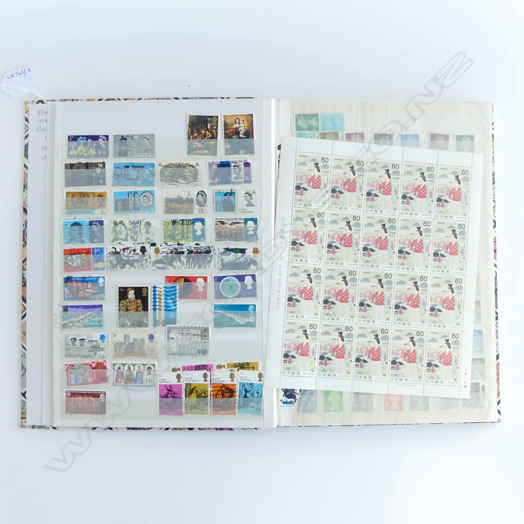 STAMP ALBUM CONTAINS 19 SIDE FACE QUEENS  ETC Image 1++
