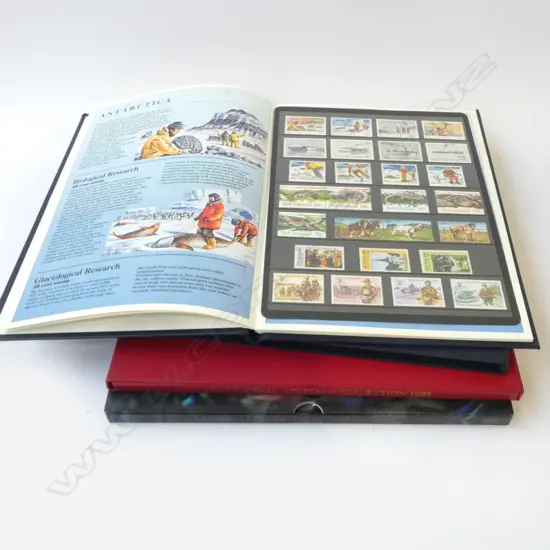 3 CASED 'THE NZ STAMP COLLECTION' ALBUMS, YEARS; 1984,'85,'97