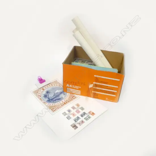 BOX OF ASST. WORLD ENVELOPES, ALEXANDER TURNBULL LIBRARY PRINTS, etc