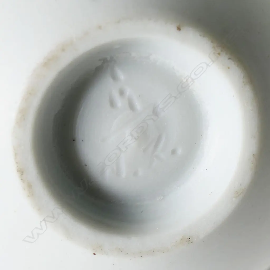 Potter unknown twosmall porcelain vases; grey/white matte finish with thick blue/black glaze dripped across the body. H.70/140mm Image 1++