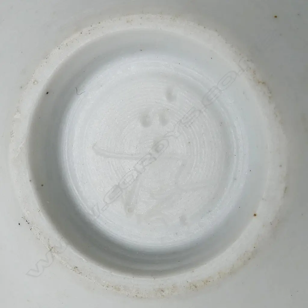 Potter unknown twosmall porcelain vases; grey/white matte finish with thick blue/black glaze dripped across the body. H.70/140mm Image 1++