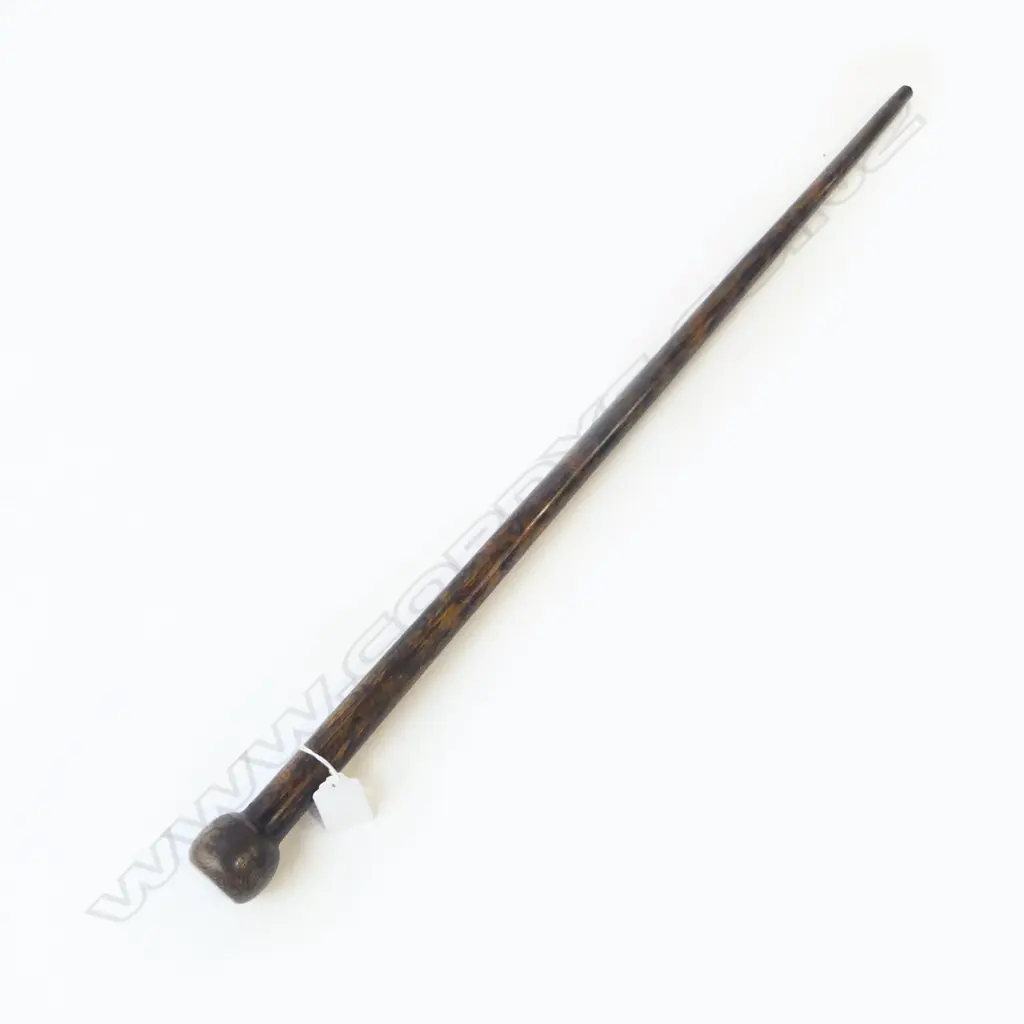 OLD TAPERED WOOD WALKING STICK with paua disc insert panel to knob handle L.800mm Image 1++