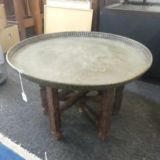 VINTAGE COPPER TOP TABLE & BASE  Dia.620mm