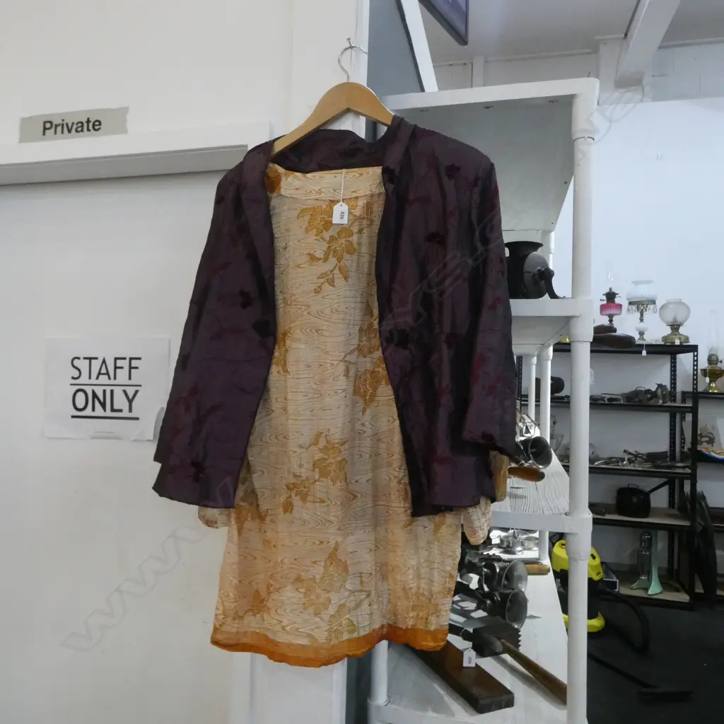 PURPLE EMBROIDED JACKET  WITH SILK DRESS Image 1++