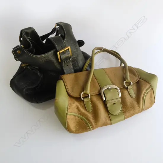 OROTON LEATHER HANDBAG AND BLACK LEATHER HANDBAG