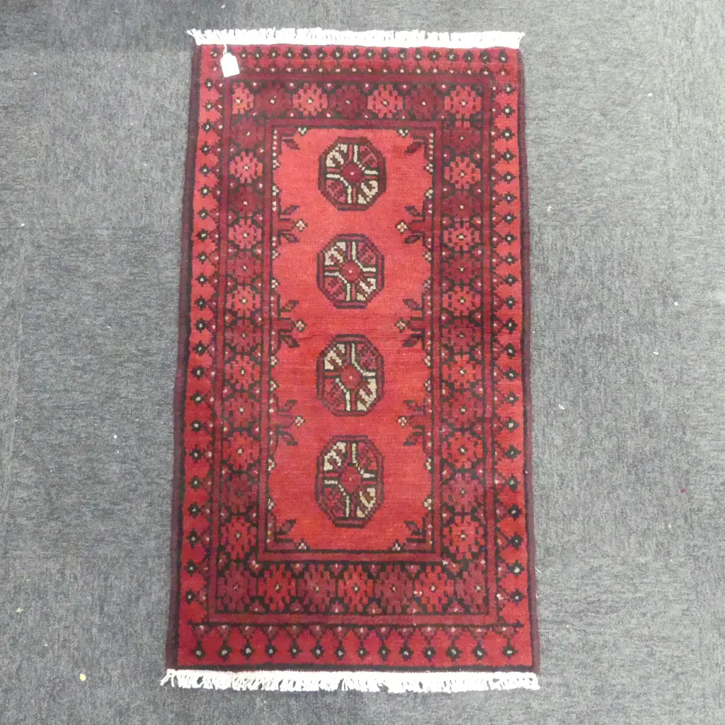 SM HANDKNOTTED TURKOMAN RUG, 1000 x 530mm Image 1++
