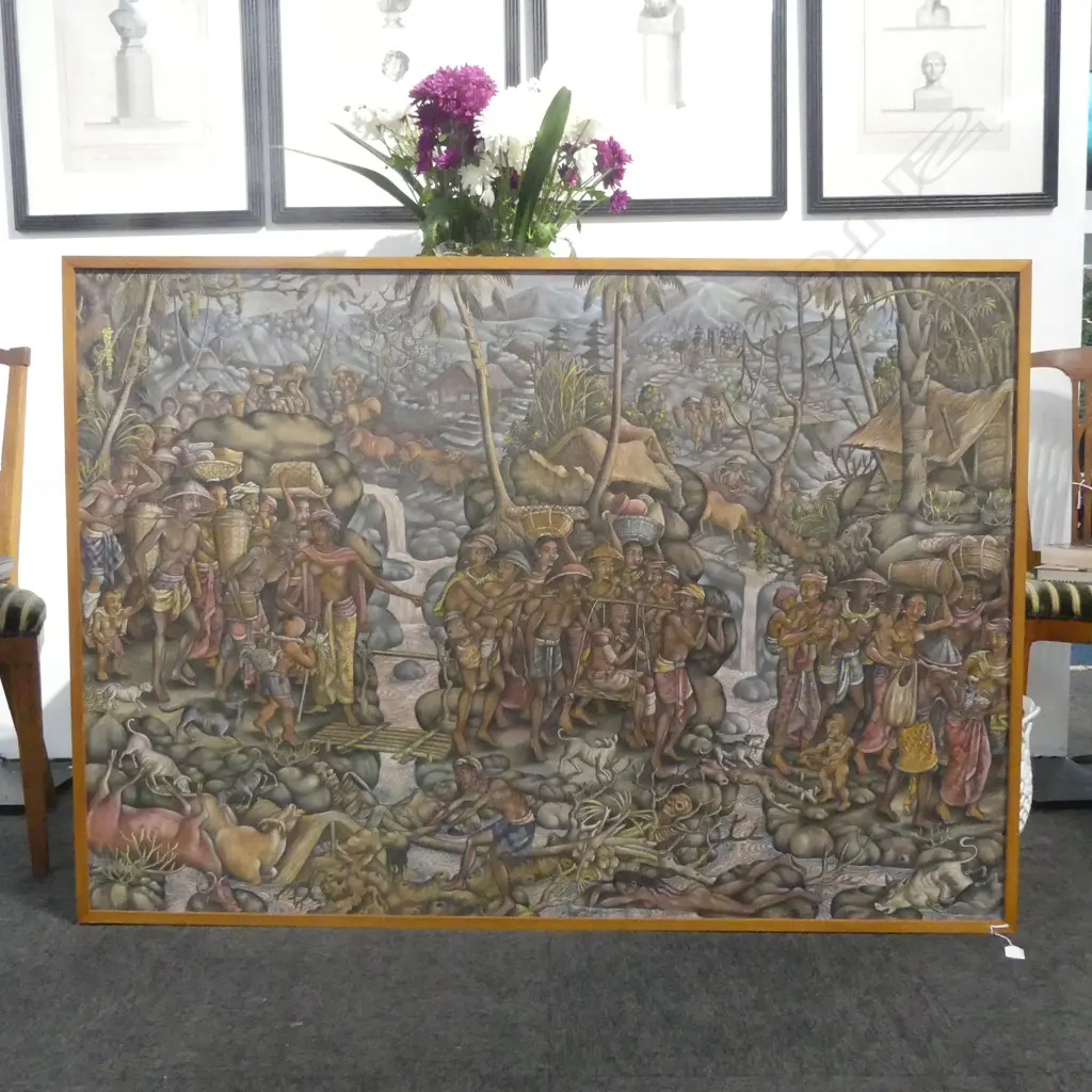 IDA BAGUS, BALINESE SCENE, 'UBUD..', CANVAS ON BOARD, 940x1350mm Image 1++