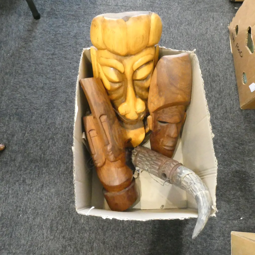 4 ASST. CARVED WOODEN TRIBAL Image 1++