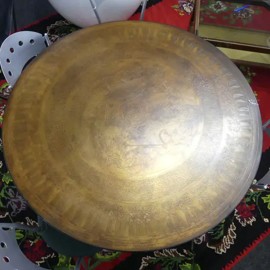 DANSKE MOBLER EMBOSSED COPPER FINE EGYPTIAN DESIGN DINING TABLE Dia.1170 H.750mm