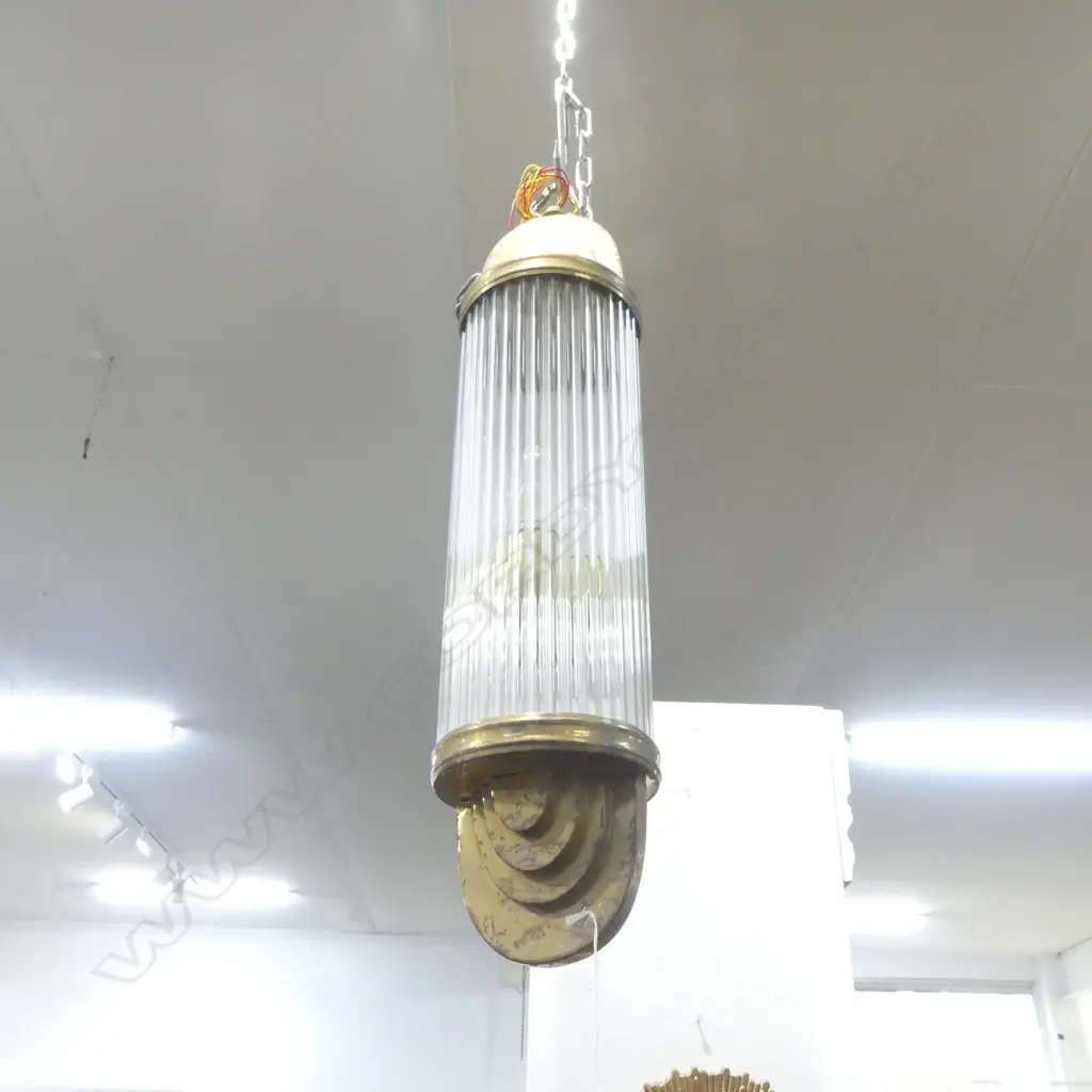 BRASS & GLASS DECO PENDANT LIGHT H720mm Image 1++