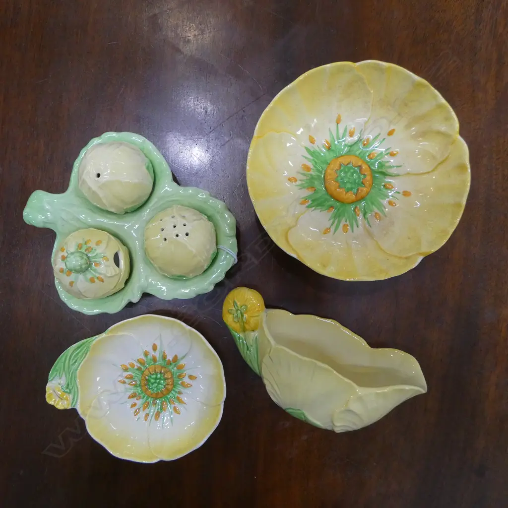 4 CARLTON WARE 'BUTTERCUP' CHINA CONDIMENTS Image 1++