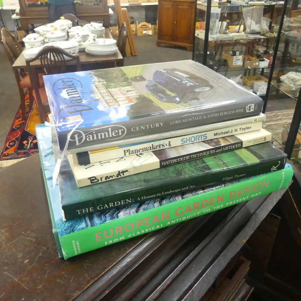6 REFERENCE BOOKS; 2 ON GARDEN DESIGNS, W/C, DAIMLER, etc Image 1++