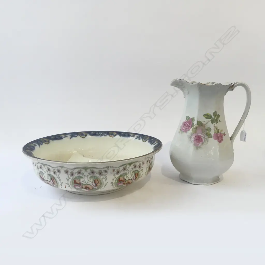 EDWARDIAN  MISS MATCHED WATER JUG & BASIN H310MM Image 1++
