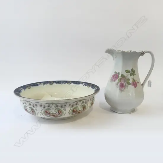 EDWARDIAN  MISS MATCHED WATER JUG & BASIN H310MM