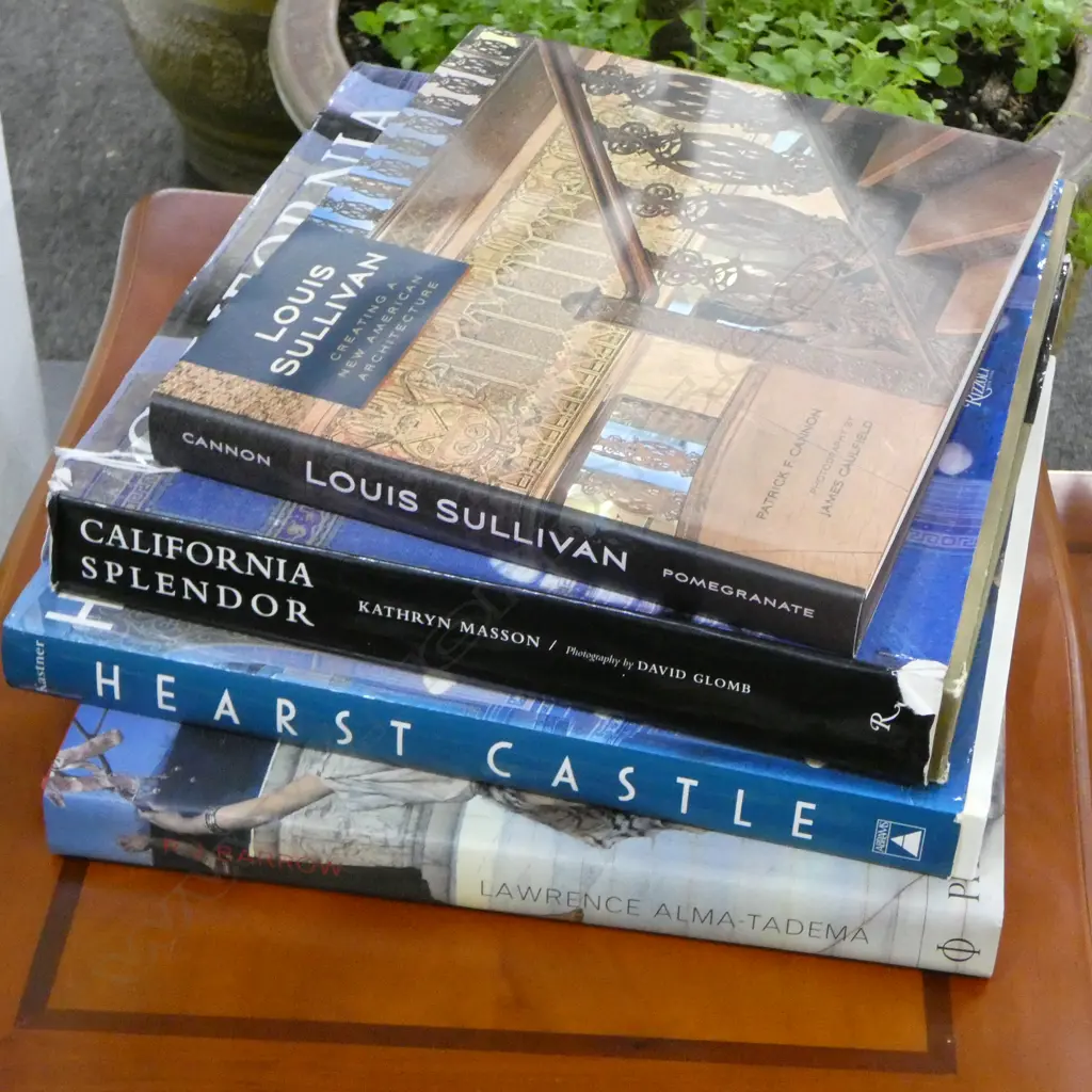 4 REFERENCE BOOKS; LAWRENCE ALMA-TADEMA, HEARST CASTLE & 2 ON AMERICAN ARCHITECTURE  Image 1++