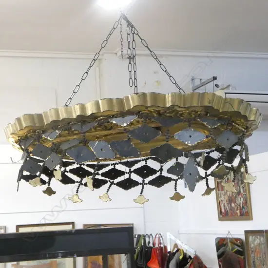 Gilded Japanese temple ceiling decorative section W.1040mm (some parts loose)