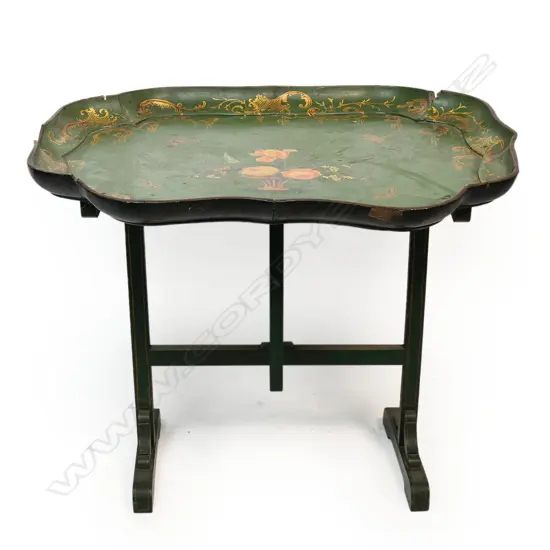 A vintage chinoiserie folding tray top table,