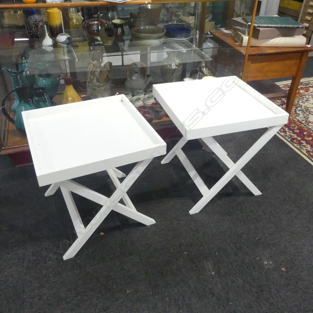 PR OF MODERN WHITE BUTLERS TRAYS 510x510x520mm (SOME SPLITTING) Image 1++