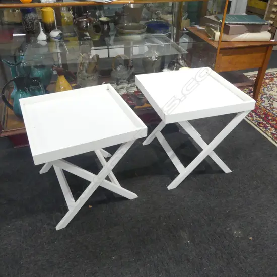 PR OF MODERN WHITE BUTLERS TRAYS 510x510x520mm (SOME SPLITTING)