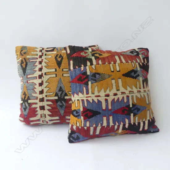 2 KILIM CUSHIONS, 390 x 390mm