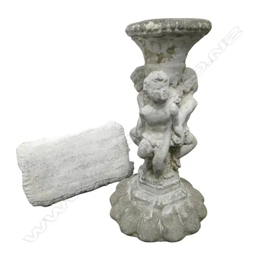 CONCRETE GARDEN PLINTH H.420mm + PLAQUE 180x330mm