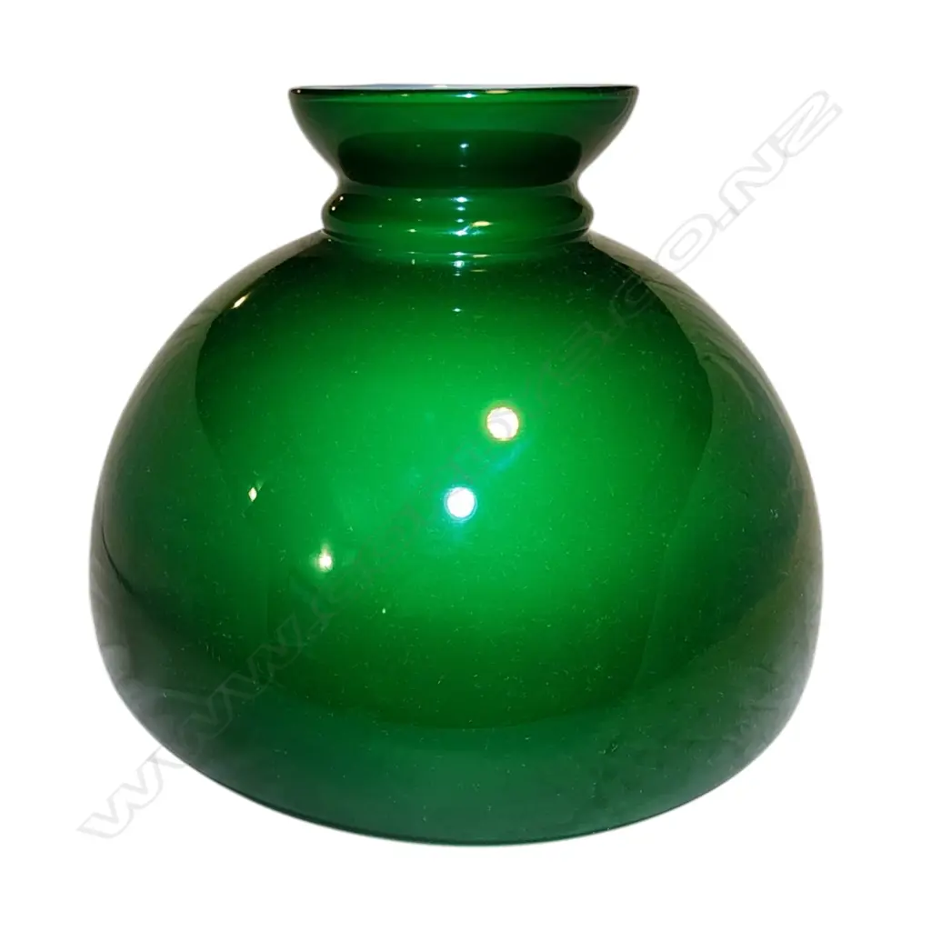 PAIR OF ANTIQUE GREEN GLASS LAMP SHADE - 230x350 Image 1++