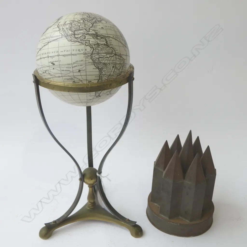 WORLD GLOBE ON METAL STAND H.380mm w. VICTORIAN FOOD MOULD Image 1++